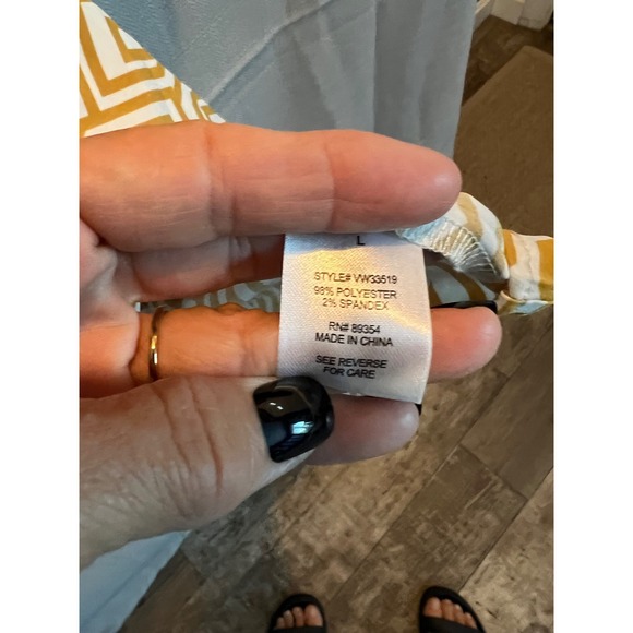 Adrienne Vittadini Gold Geometric Print Blouse Short Sleeve Size Large - Picture 5 of 6